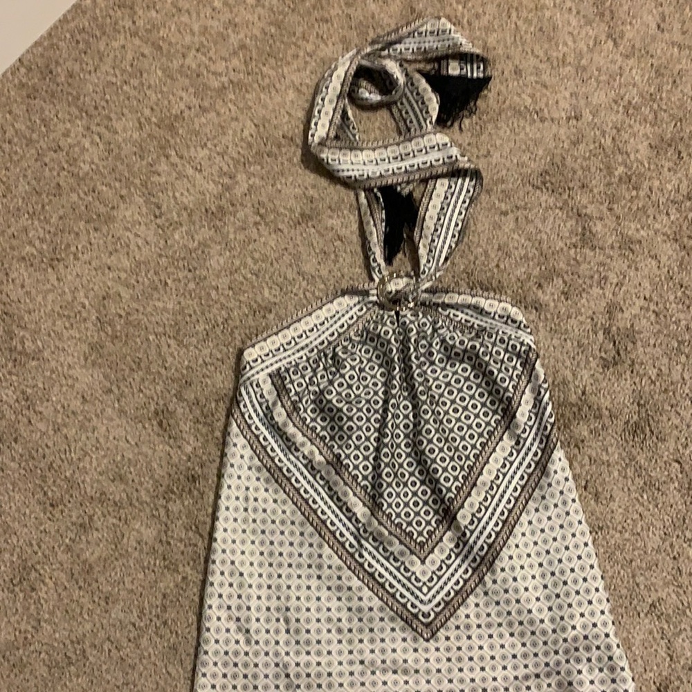 White House Black Market black/tan dressy top